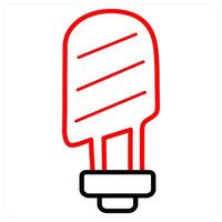 Energy Light and bulb icon concept in red line color vector