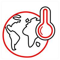 Global Temperature and global icon concept in red line color vector