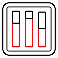 Statistics and data icon concept in red line color vector