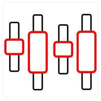 Intervals and diagram icon concept in red line color vector
