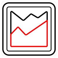 Graph and diagram icon concept in red line color vector