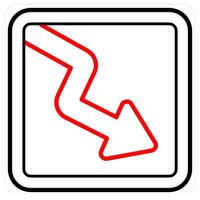 Bankrupt and diagram icon concept in red line color vector