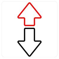 Opposite Arrows and diagram icon concept in red line color vector