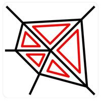Pentagon and Diagram icon concept in red line color vector