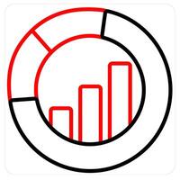 Bar and Graph icon concept in red line color vector