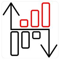 Profit Analysis and diagram icon concept in red line color vector
