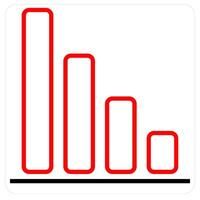 Revenue Loss and diagram icon concept in red line color vector