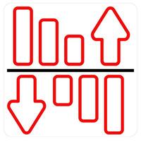 Expenses and Bar chart icon concept in red line color vector