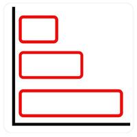 Horizontal Chart and diagram icon concept in red line color vector