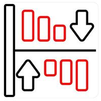 Graph Bar and diagram icon concept in red line color vector