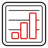 Growth Bars and diagram icon concept in red line color vector