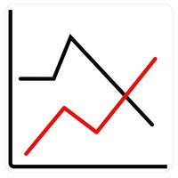 Sales Report and diagram icon concept in red line color vector