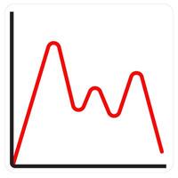 Impressions and Analysis icon concept in red line color vector