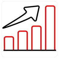 Graph Analysis and chart icon concept in red line color vector
