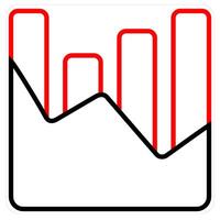 Audit and diagram icon concept in red line color vector