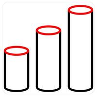 Cylinder and statistics icon concept in red line color vector