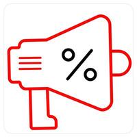 Promotion and discount icon concept in red line color vector