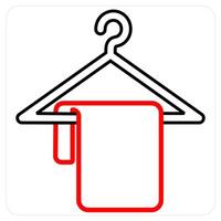 Hanger and clothes icon concept in red line color vector