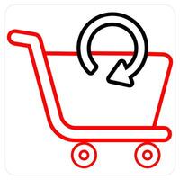 Update Cart and buy icon concept in red line color vector