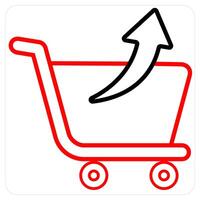 Cart and shopping cart icon concept in red line color vector