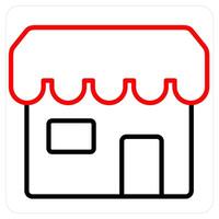 Store and ecommerce ico concept in red line color vector