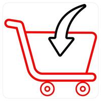 Cart and shopping cart concept in red line color vector