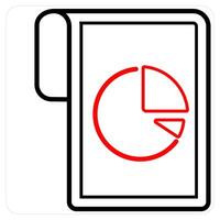 Data and report icon concept in red line color vector
