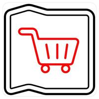 Store Address and address icon concept in red line color vector