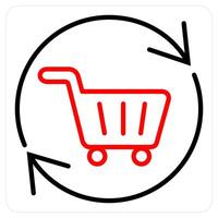 Cart Update and update icon concept in red line color vector