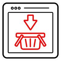 Ecommerce and shopping concept in red line color vector