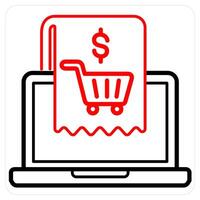 Checkout and invoice concept in red line color vector