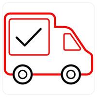 Shipping and delivery icon concept in red line color vector