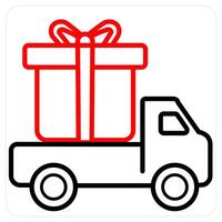 Truck Delivery and delivery concept in red line color vector