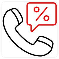Call Offer and offer icon concept in red line color vector