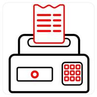 Billing Machine and invoice icon concept in red line color vector