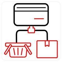 Cart Payment and checkout concept in red line color vector