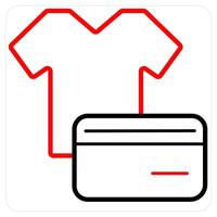 Online Buy and buy icon concept in red line color vector