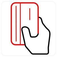 Cart Payment icon concept in red line color vector