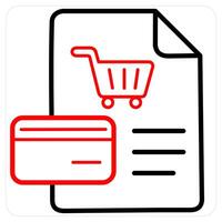 Invoice Document and document icon concept in red line color vector