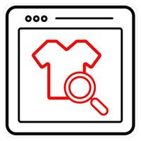 Product Search and search icon concept in red line color vector