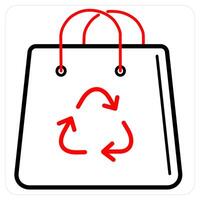 Recycle Bag and ba icon concept in red line color vector