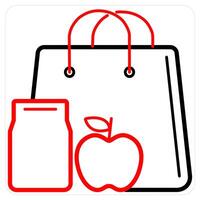 Cart Items icon concept in red line color vector