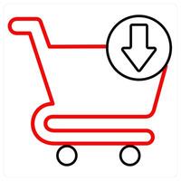 Download Cart icon concept in red line color vector