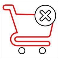 Delete Cart icon concept in red line color vector