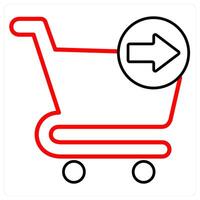 Send to Cart icon concept in red line color vector