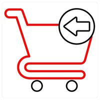 Recieved Cart Item icon concept in red line color vector