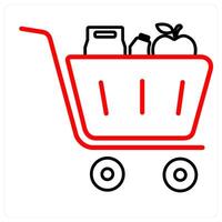 Cart Items and items icon concept in red line color vector