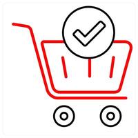 Cart Approved icon concept in red line color vector