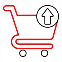 Upload Cart icon concept in red line color vector