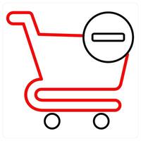Remove From Cart icon concept in red line color vector